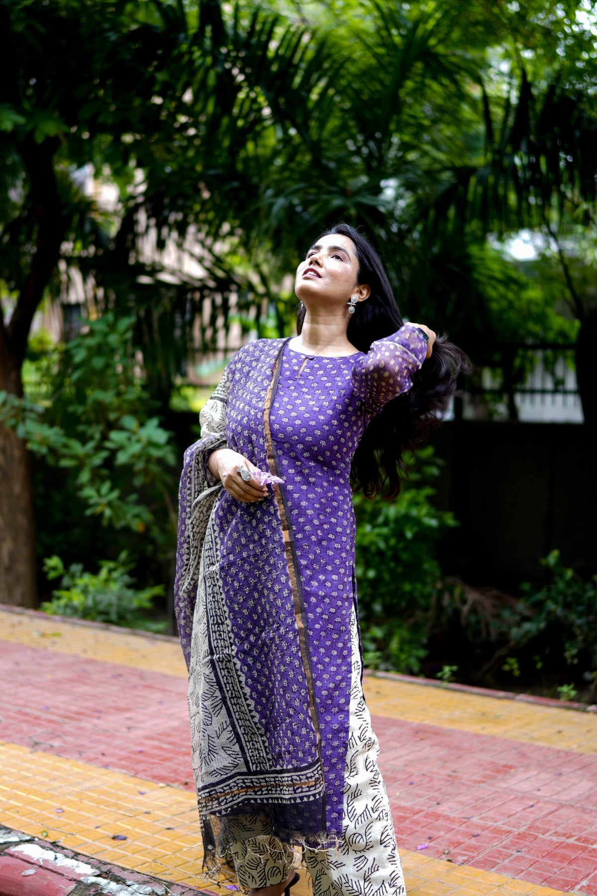 Royal Purple Jaipur Hand Block Print Kota Cotton Kurta Set