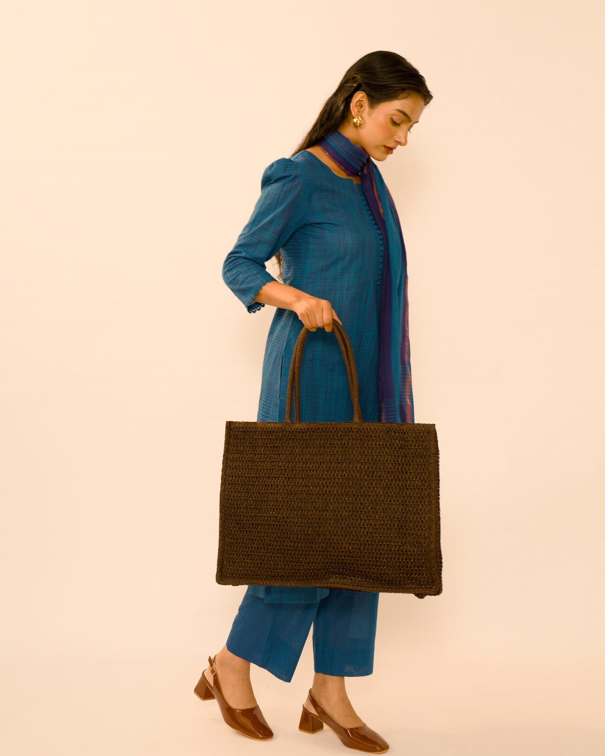 Sapphire Blue Handloom Cotton Kurta Set