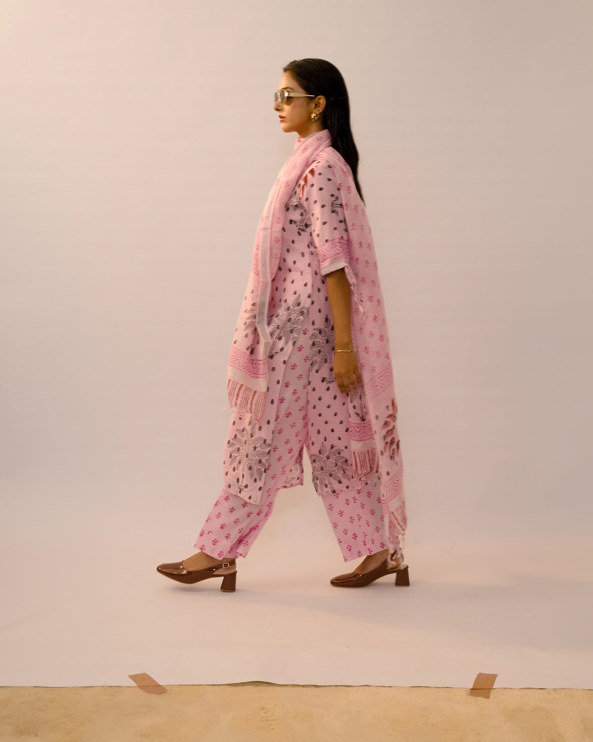 Blush Pink Jaipur Linen Kurta and Cotton Pant Suits