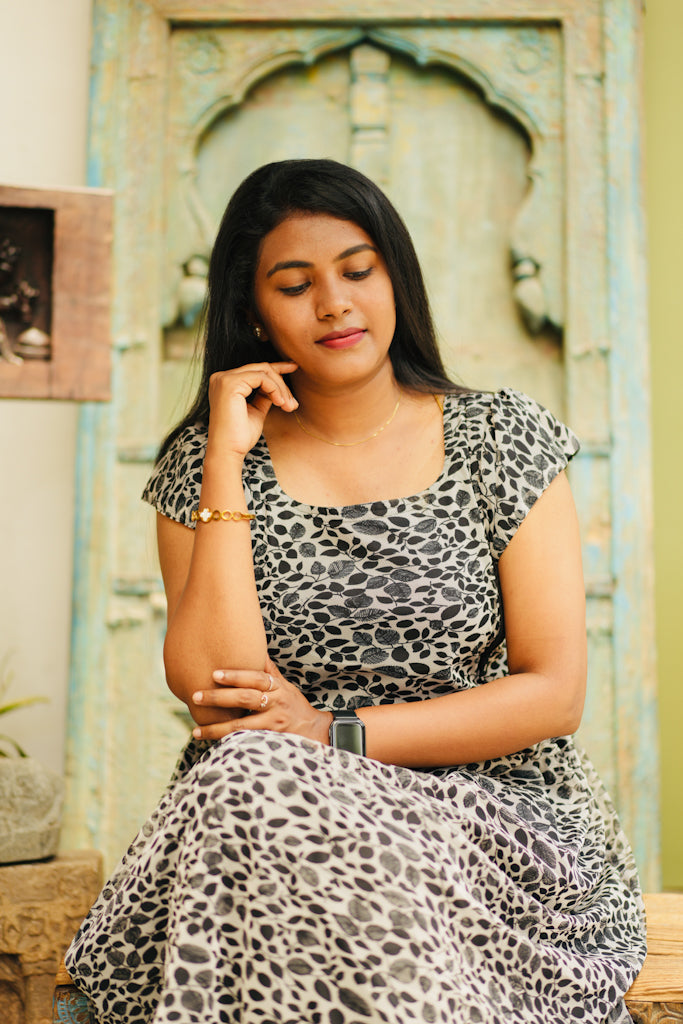 Black floral net maternity wear with feeding zippers