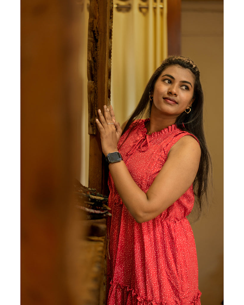 Red dots cotton maternity wear(sleeves attached)