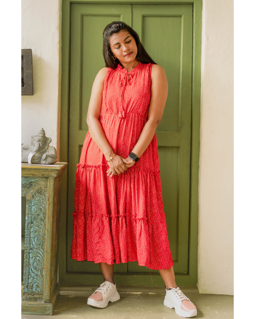 Red dots cotton maternity wear(sleeves attached)