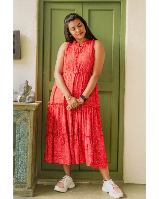 Red dots cotton maternity wear(sleeves attached)