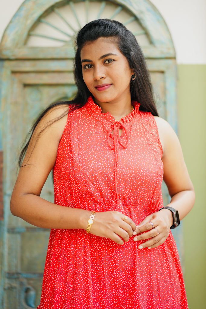 Red dots cotton maternity wear(sleeves attached)