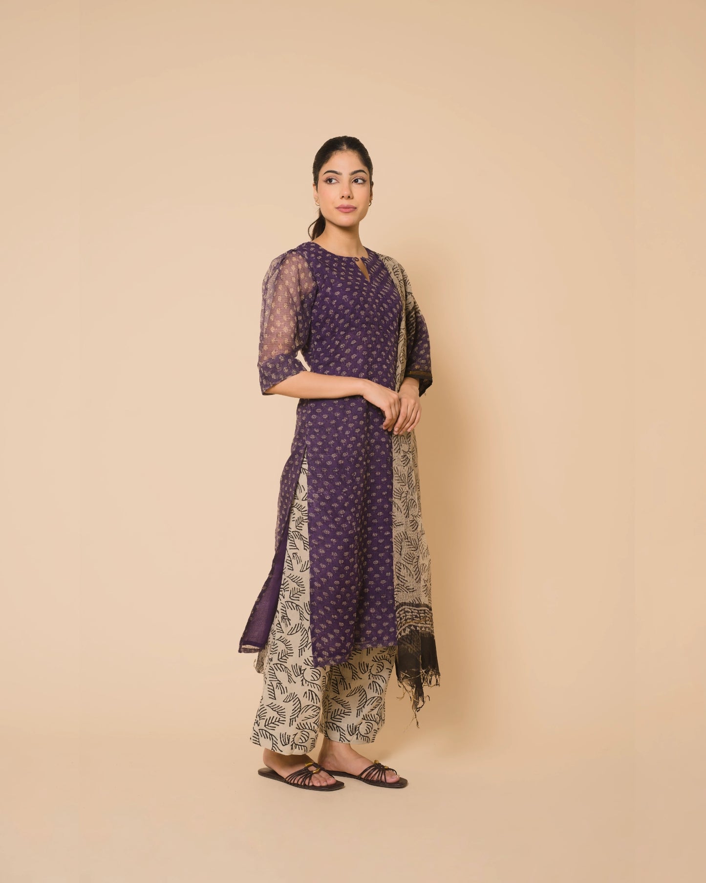 Royal Purple Jaipur Hand Block Print Kota Cotton Kurta Set