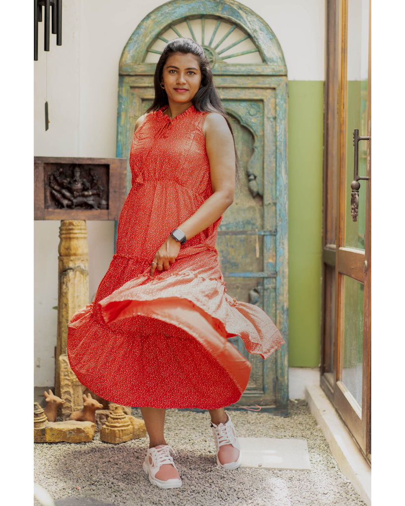 Red dots cotton maternity wear(sleeves attached)
