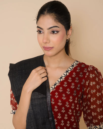 Crimson Heritage Jaipur Hand Block Print Linen Cotton Kurta Set