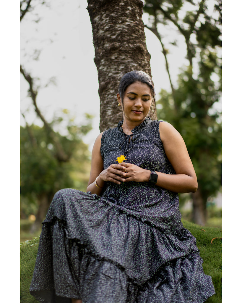 Black dots pure cotton maternity wear(sleeves attached)