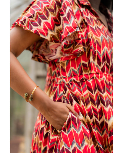 Pink digital print fishcut maternity wear with feeding zippers