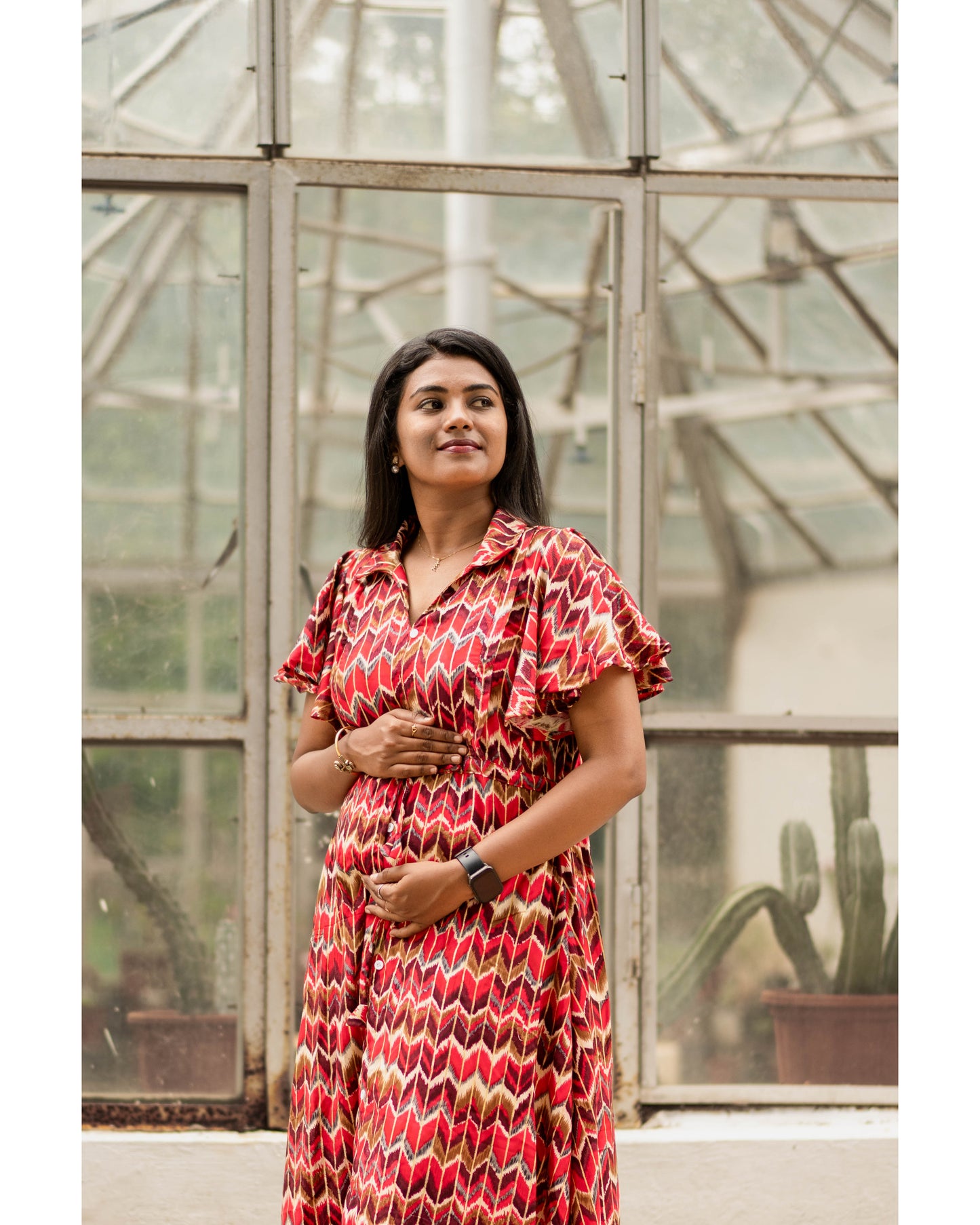Pink digital print fishcut cotton maxi