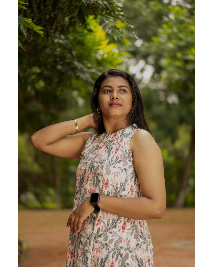 Floral grey halter neck pure cotton co-ord sets
