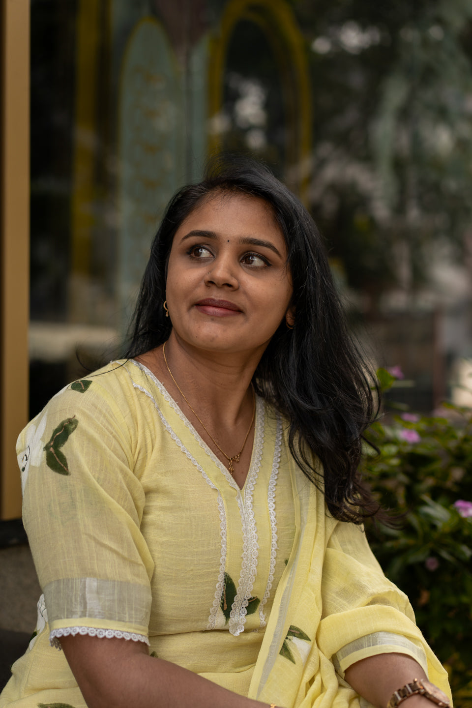 Lemony yellow linen cotton suit set