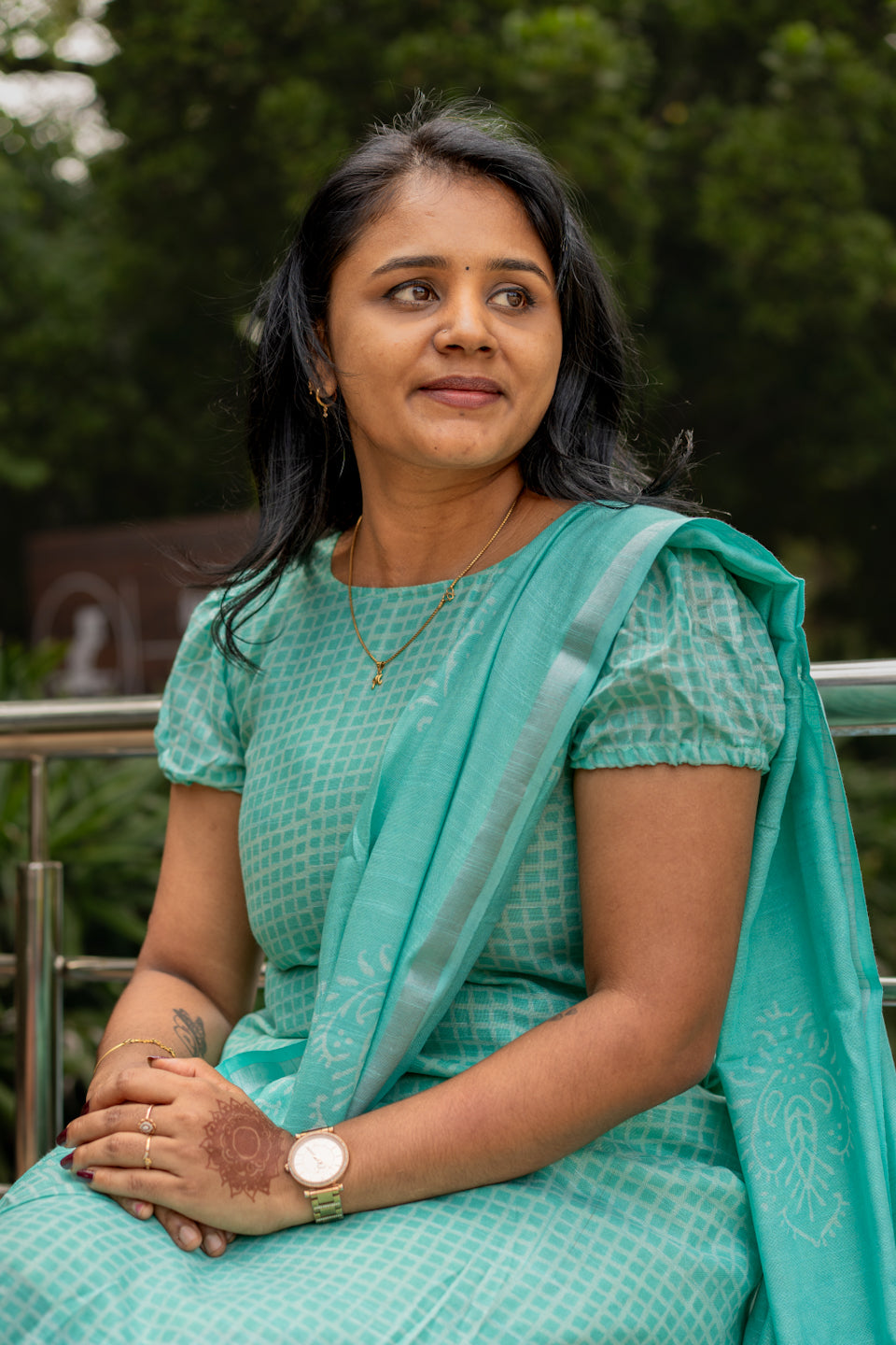 Seafoam Green linen Cotton Kurta Suit