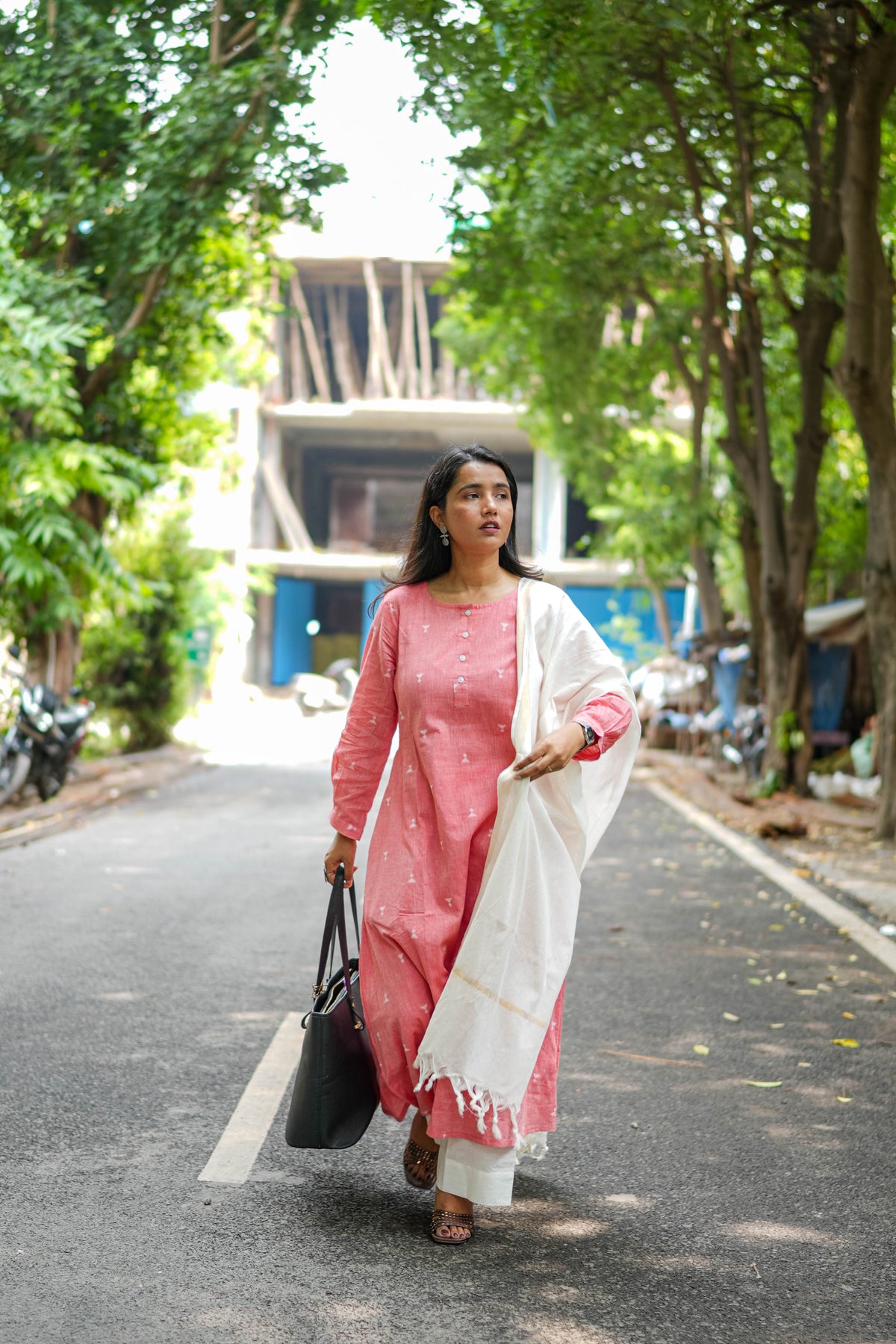 Blush Pink Cotton Kurta Set with Soft Cotton Dupatta