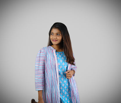 Blue Cotton Ethnic Maxi