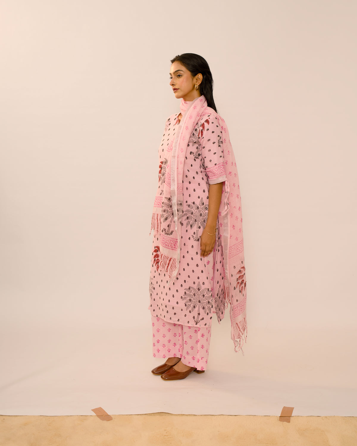 Blush Pink Jaipur Linen Kurta and Cotton Pant Suits