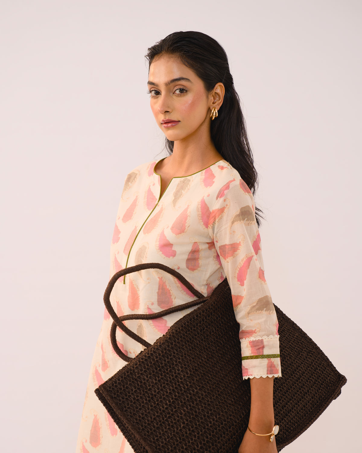 Olive Bloom Ivory Printed Kurta Set with Dupatta