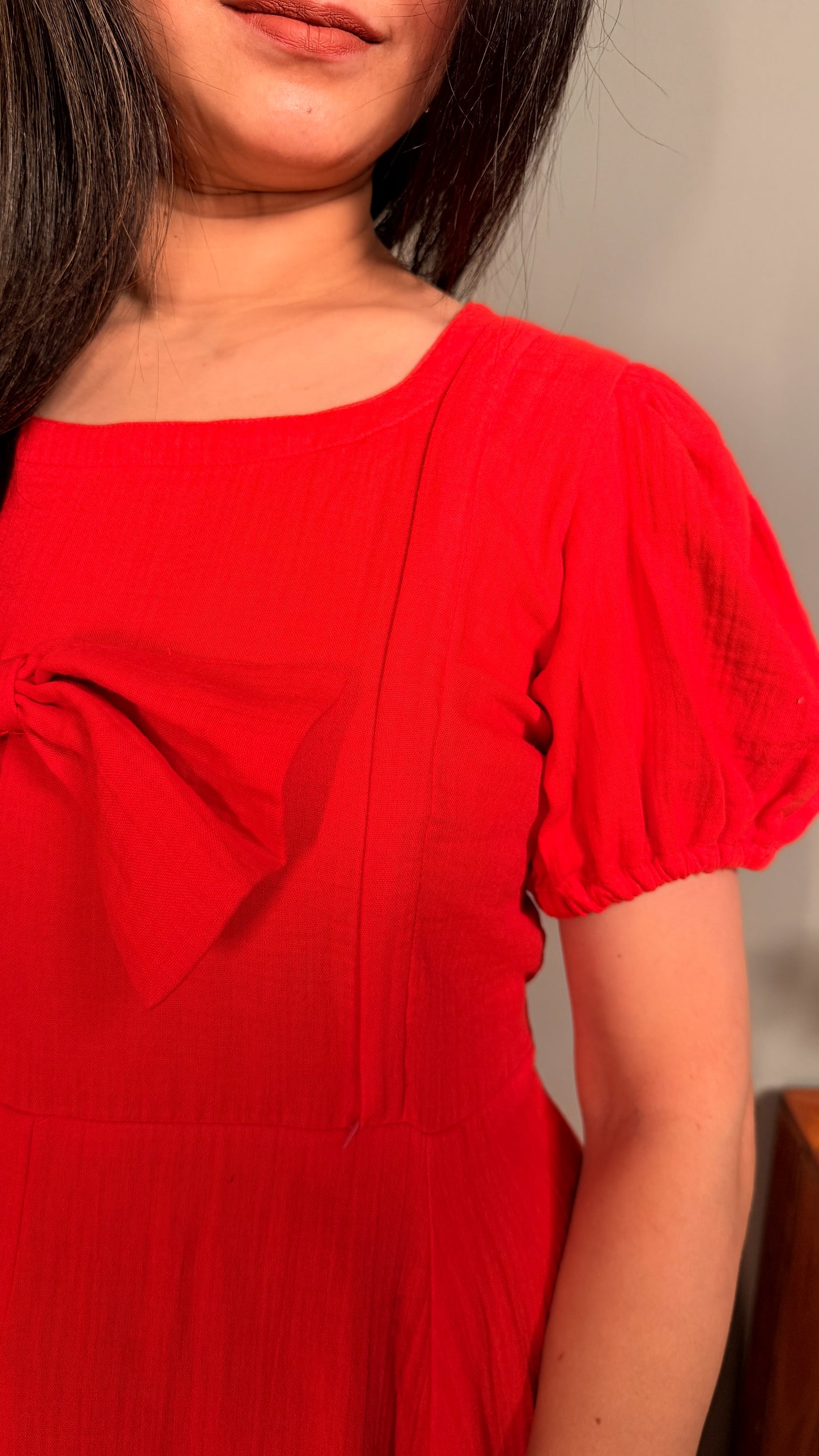 Scarlet Red pure cotton muslin maternity maxi