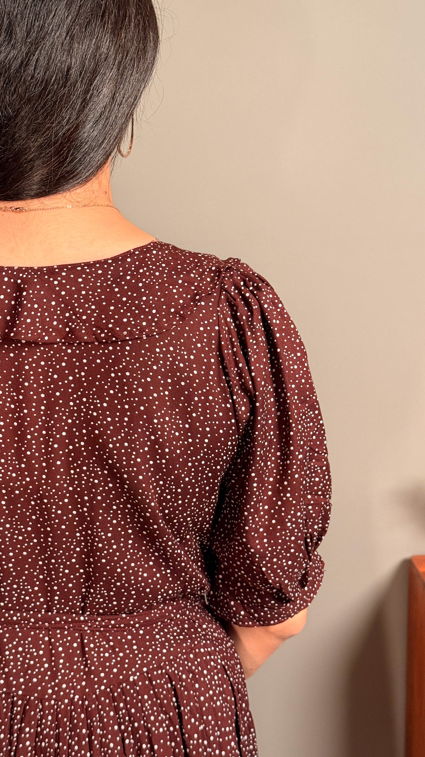 Brown dots cotton women maternity maxi