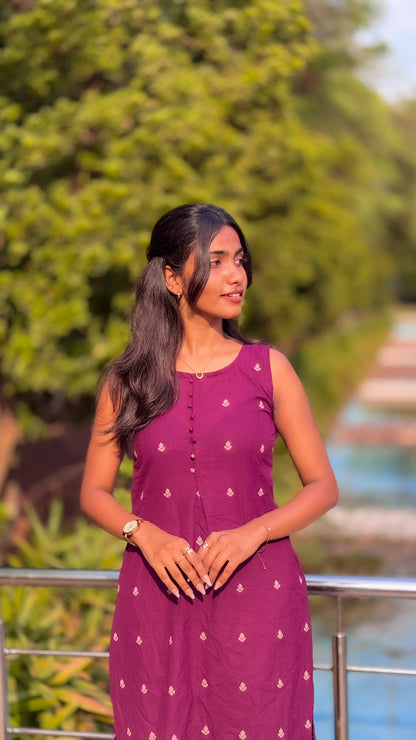 Plum burgundy pure cotton handloom women kurta set