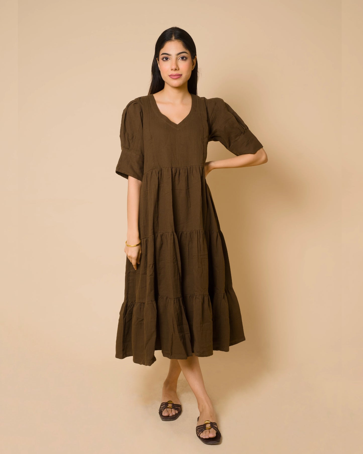 Mocha Muse Maternity Cotton Maxi Dress
