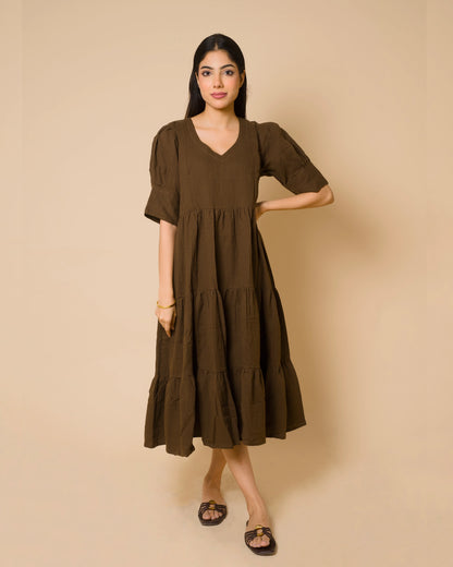 Mocha Muse Maternity Cotton Maxi Dress