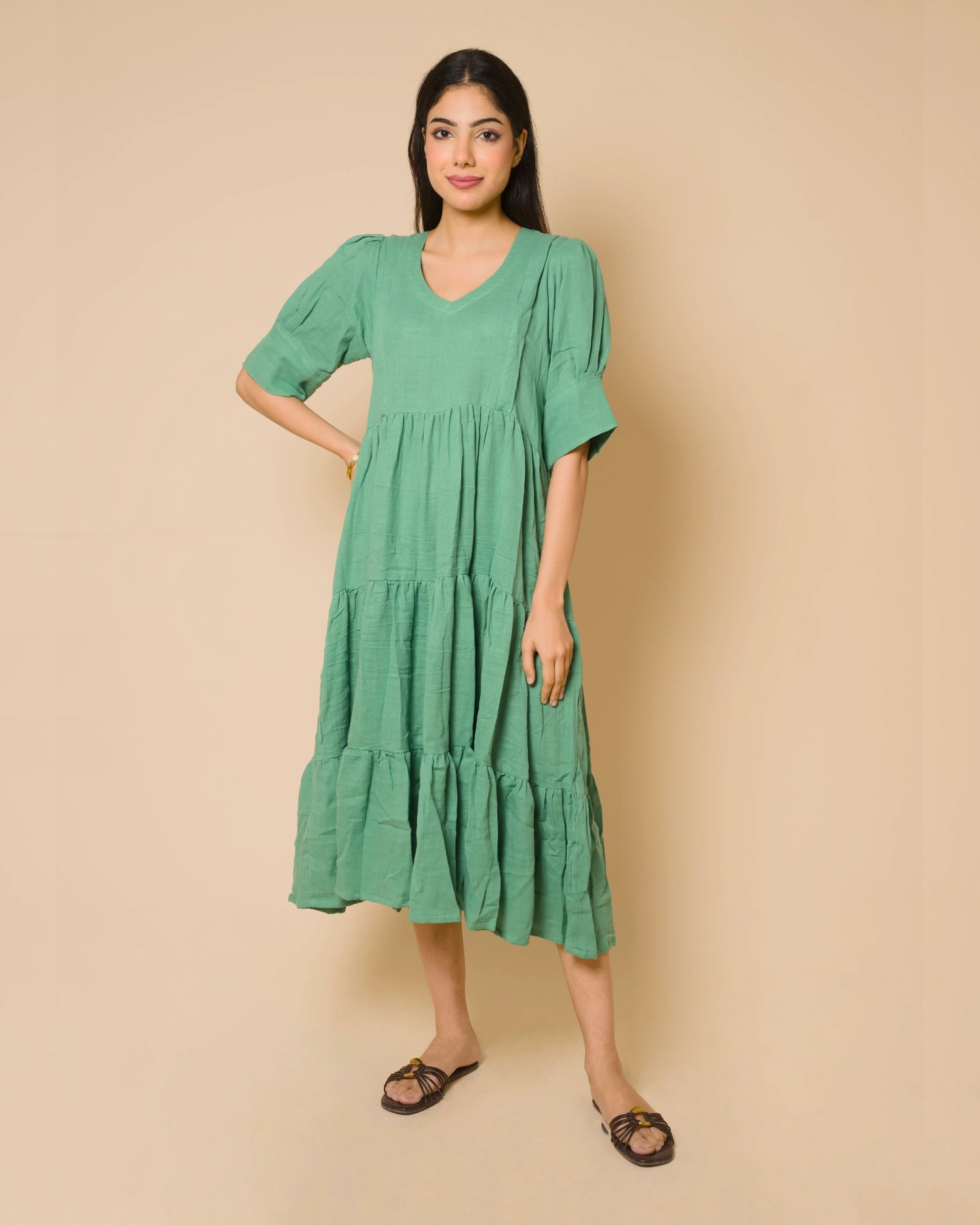 Sage Serenity Maternity & Feeding Cotton Maxi Dress