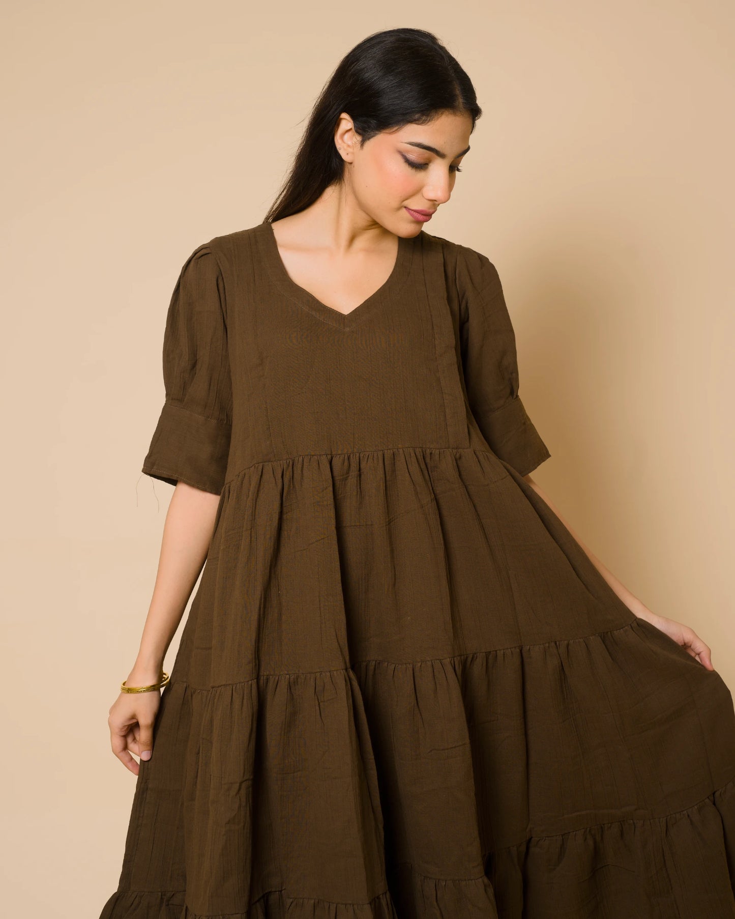 Mocha Muse Maternity Cotton Maxi Dress