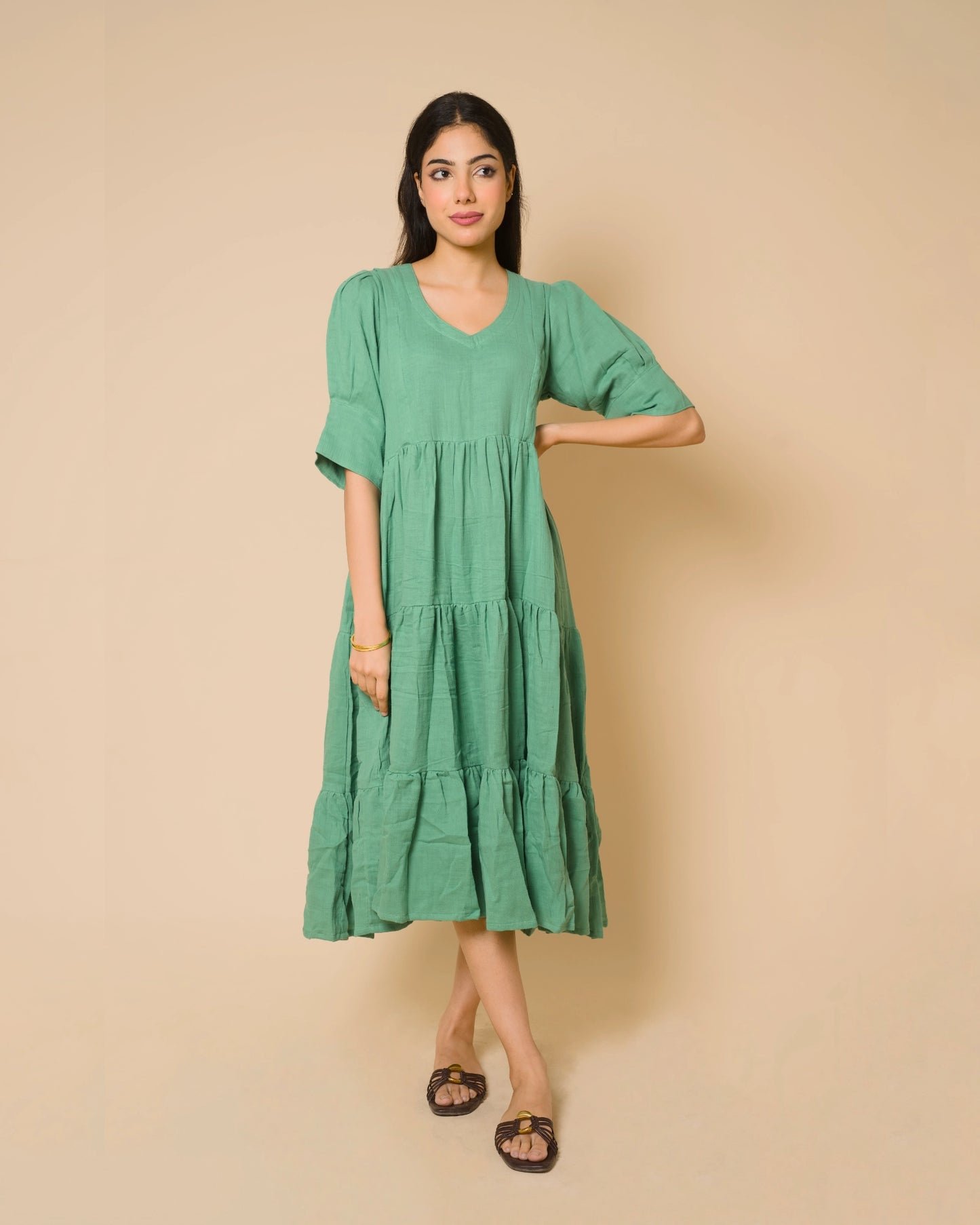 Sage Serenity Maternity & Feeding Cotton Maxi Dress