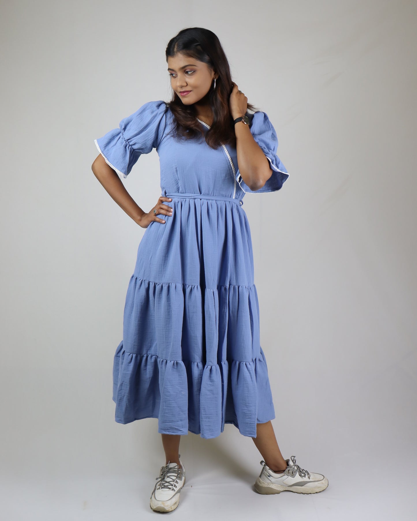 Dark Blue cotton Women Maxidress