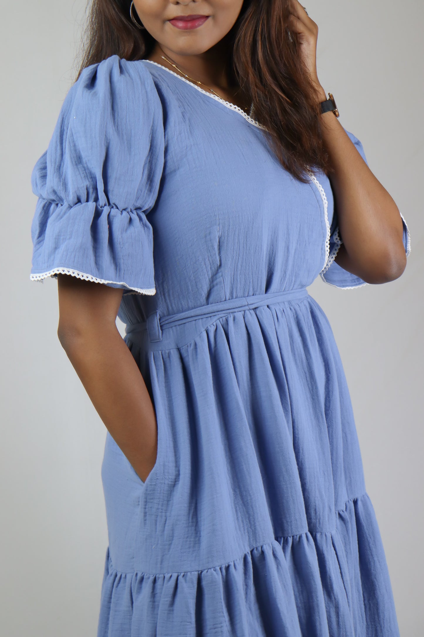 Dark Blue cotton Women Maxidress