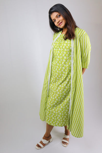 Pear green cotton ethnic maxi
