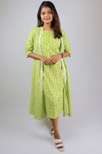 Pear green cotton ethnic maxi