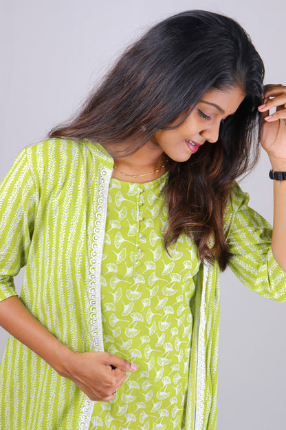 Pear green cotton ethnic maxi