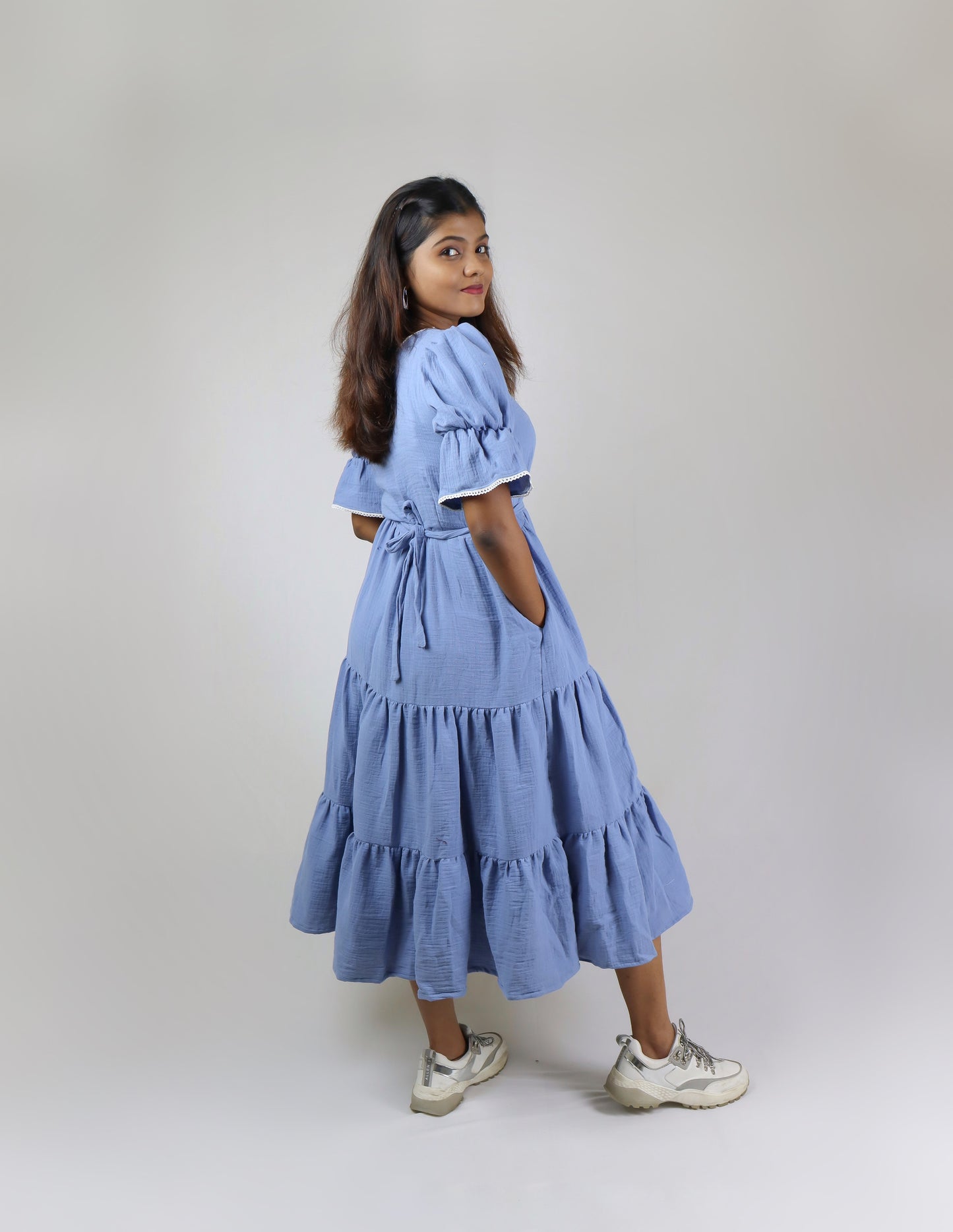Dark Blue cotton Women Maxidress