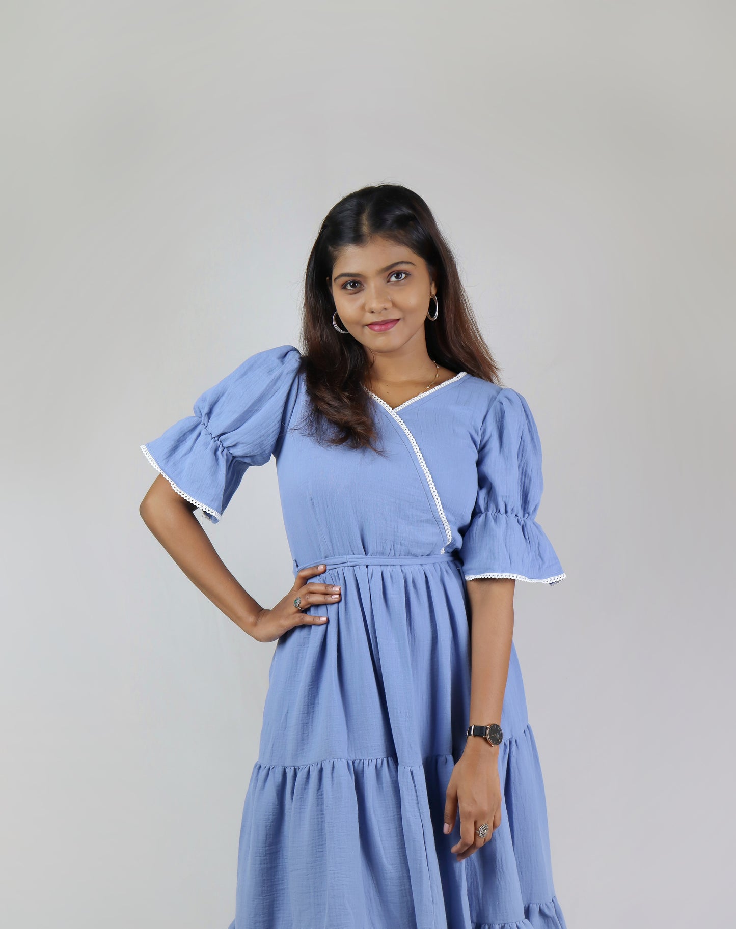 Dark Blue cotton Women Maxidress
