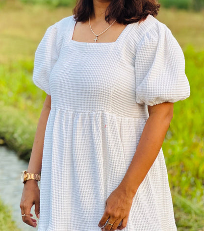 Cotton Muslin Waffle white maxi