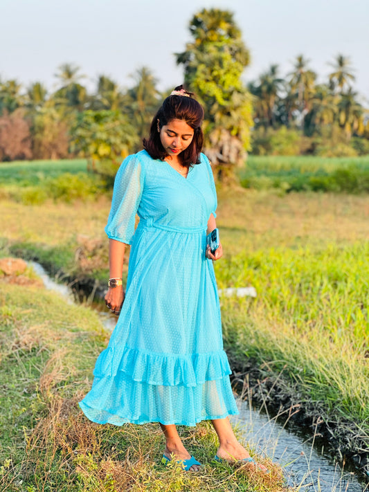 sky blue chiffon maxi