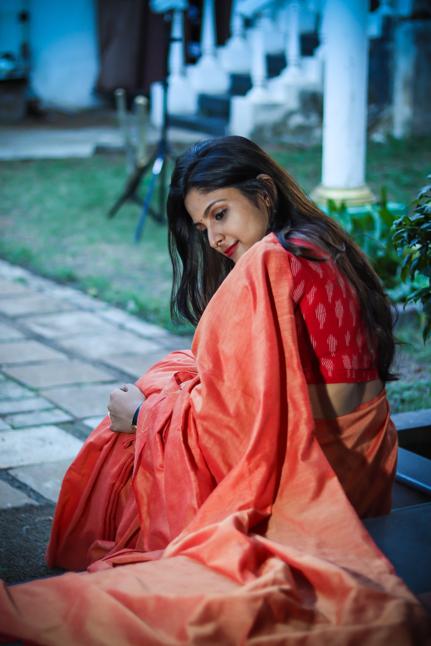 Rusty handloom khaki soft cotton saree