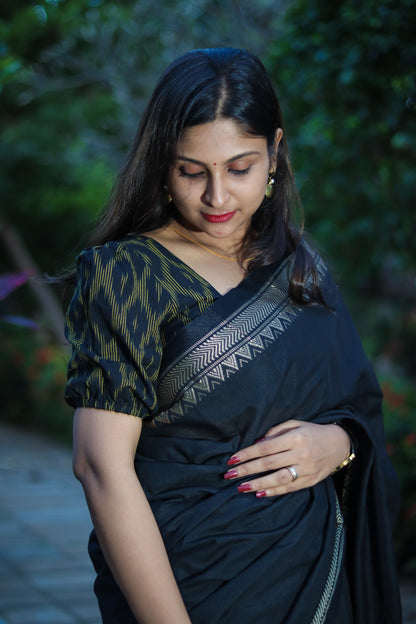 Black ikat trendy sleeves ready made blouse