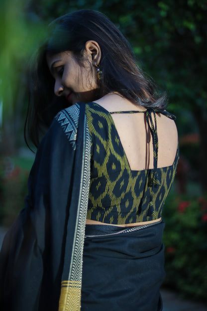 Black ikat trendy sleeves ready made blouse
