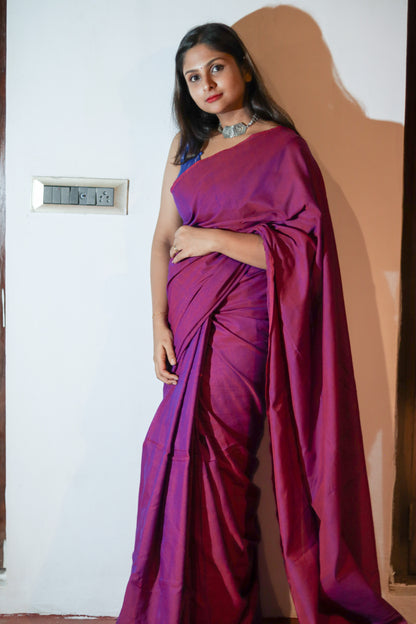 Fuchsia pure khadi cotton saree