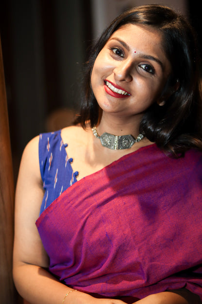Fuchsia pure khadi cotton saree