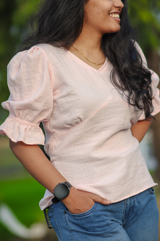Pink muslin cotton women tops