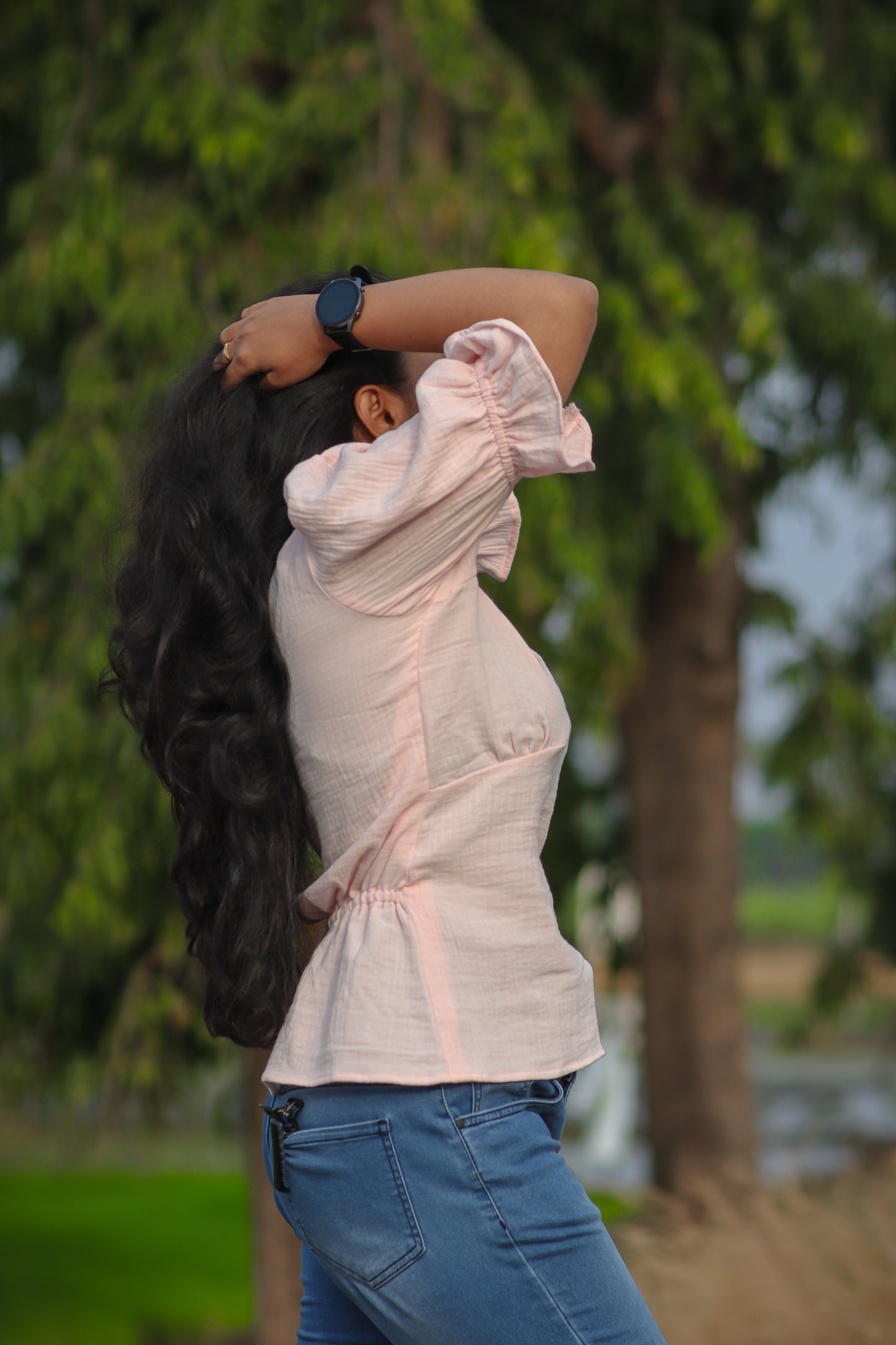 Pink muslin cotton women tops