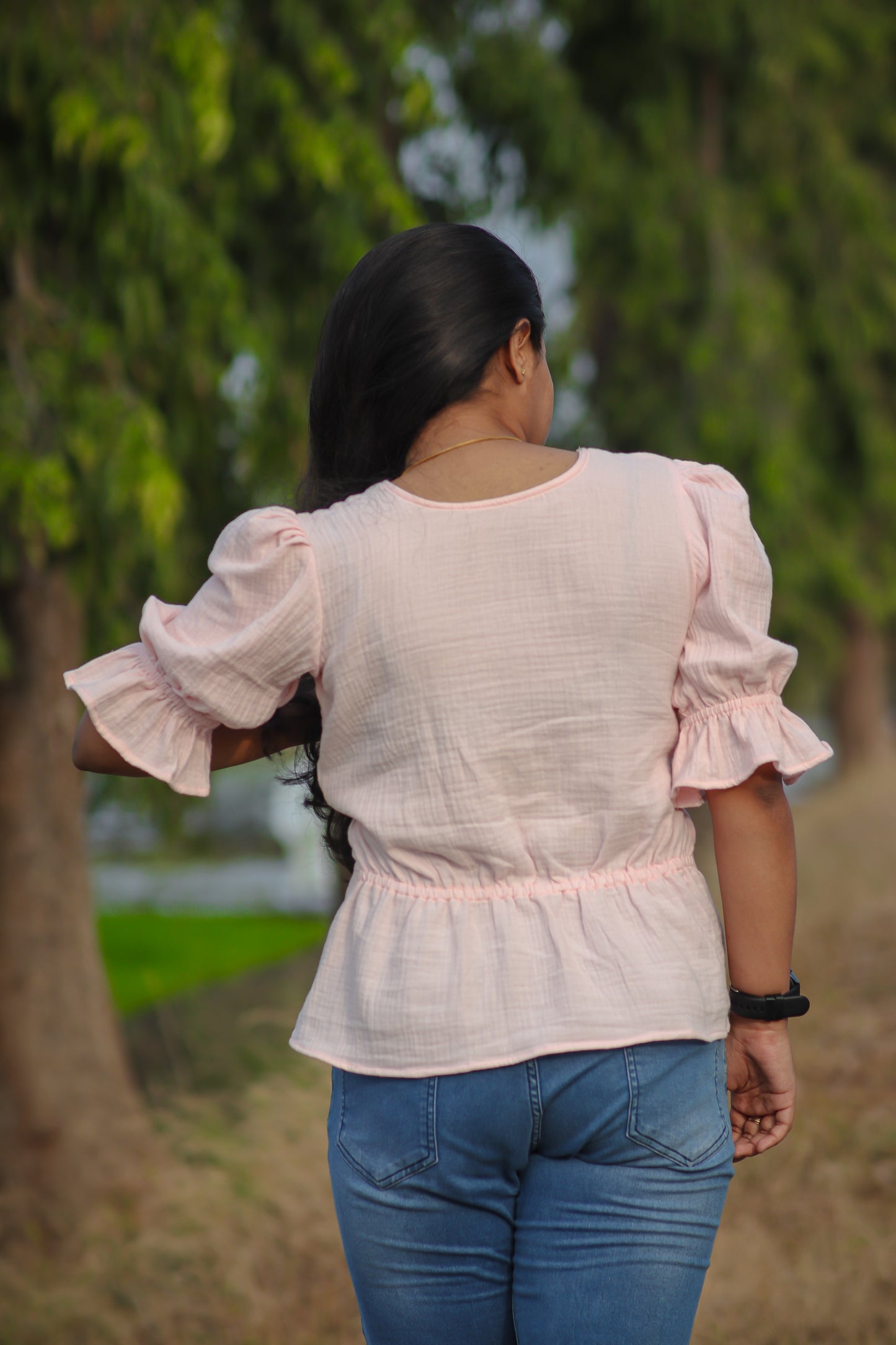 Pink muslin cotton women tops