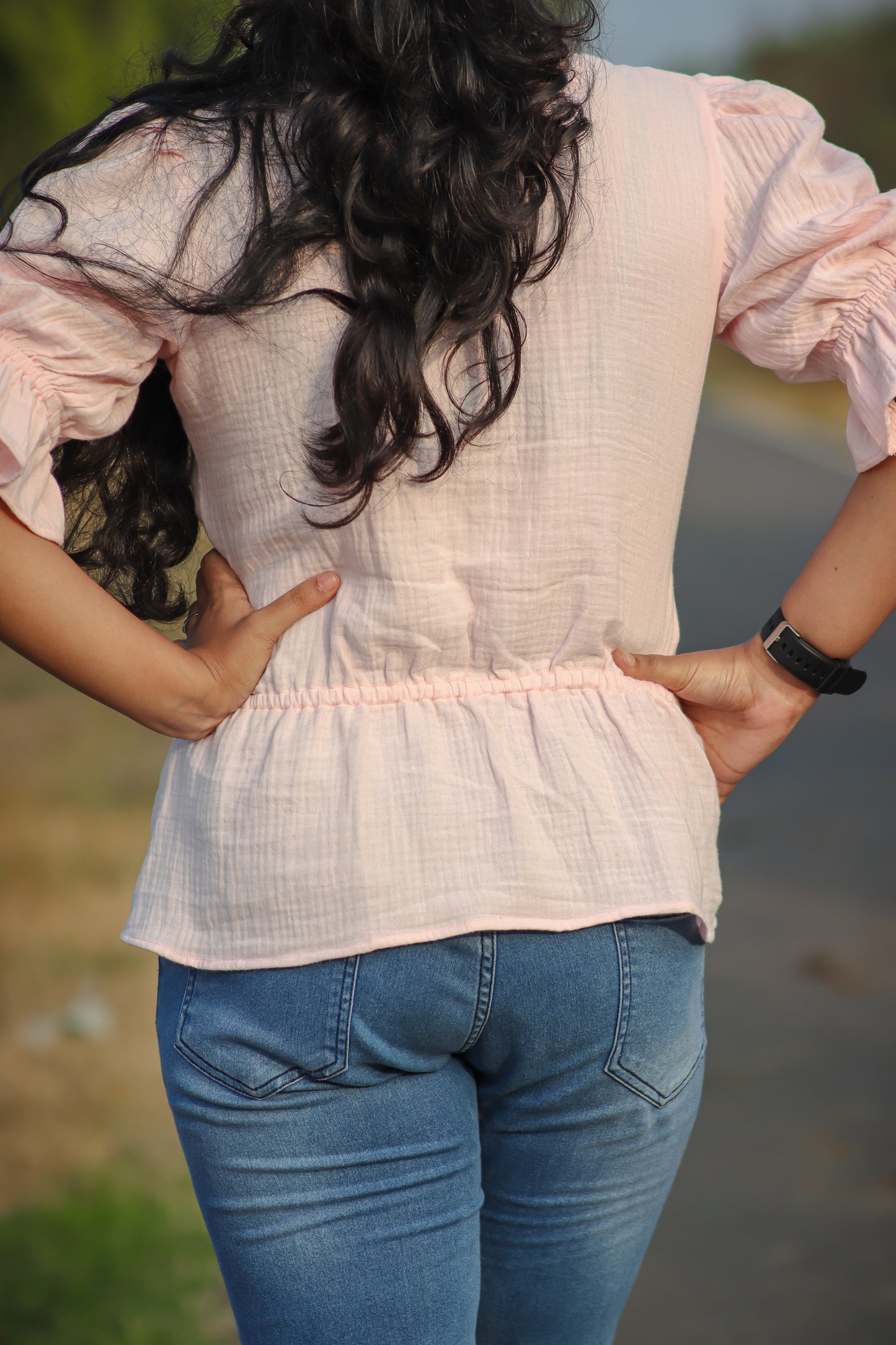Pink muslin cotton women tops
