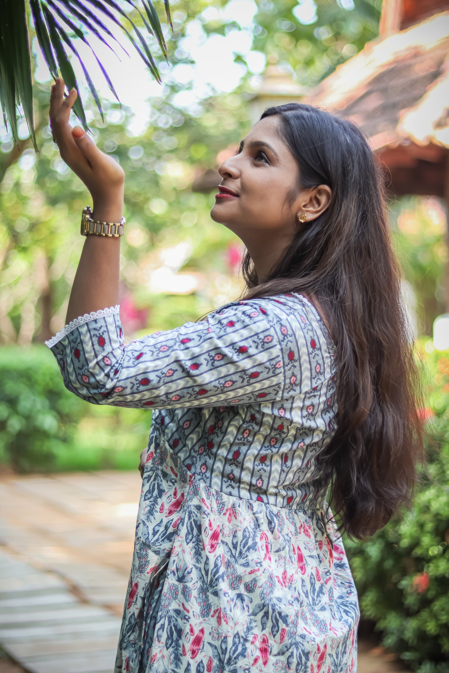 Grey floral luxury cotton kurta set