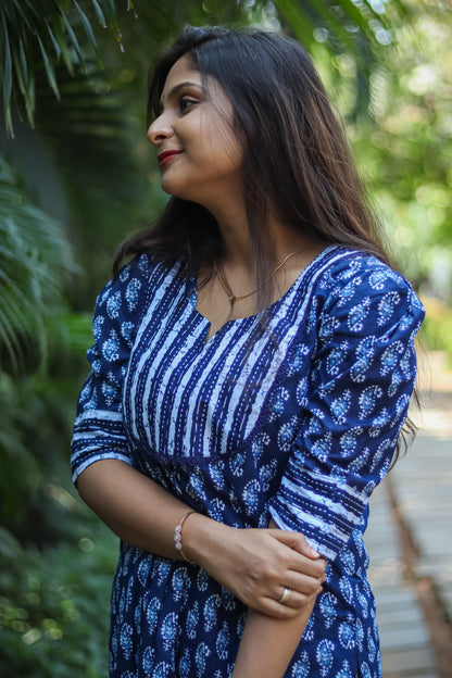 Indigo blue cotton kurta set