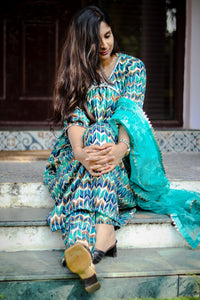 Alia cut green kurta set with designer